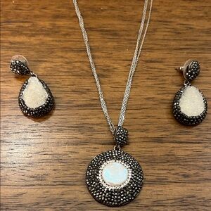 Elegant Silver and Black Jewelry Set